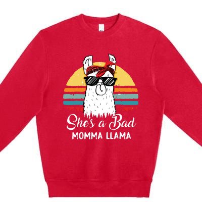 Shes A Bad Momma Llama Mama Retro Vintage Premium Crewneck Sweatshirt