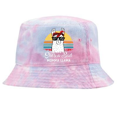 Shes A Bad Momma Llama Mama Retro Vintage Tie-Dyed Bucket Hat