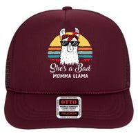 Shes A Bad Momma Llama Mama Retro Vintage High Crown Mesh Back Trucker Hat