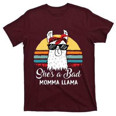 Shes A Bad Momma Llama Mama Retro Vintage T-Shirt