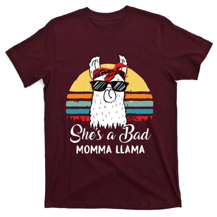 Shes A Bad Momma Llama Mama Retro Vintage T-Shirt