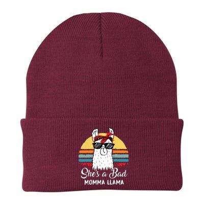 Shes A Bad Momma Llama Mama Retro Vintage Knit Cap Winter Beanie