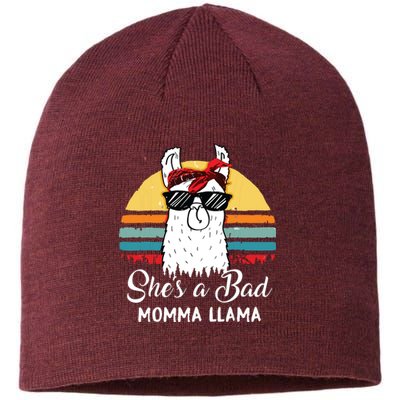 Shes A Bad Momma Llama Mama Retro Vintage Sustainable Beanie