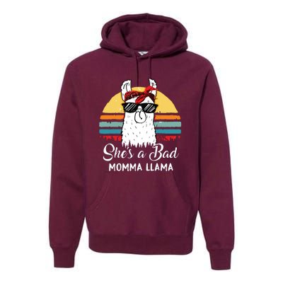 Shes A Bad Momma Llama Mama Retro Vintage Premium Hoodie