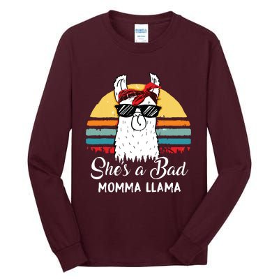 Shes A Bad Momma Llama Mama Retro Vintage Tall Long Sleeve T-Shirt