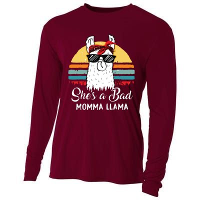 Shes A Bad Momma Llama Mama Retro Vintage Cooling Performance Long Sleeve Crew