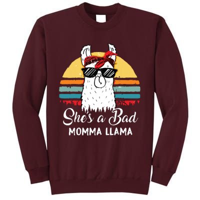 Shes A Bad Momma Llama Mama Retro Vintage Tall Sweatshirt