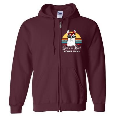 Shes A Bad Momma Llama Mama Retro Vintage Full Zip Hoodie