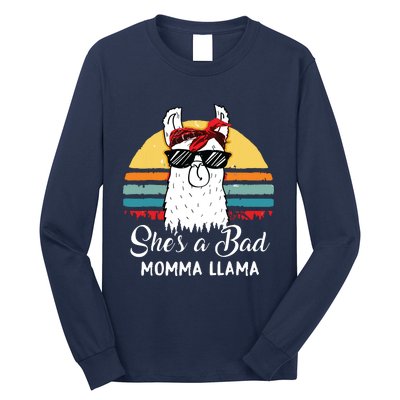 Shes A Bad Momma Llama Mama Retro Vintage Long Sleeve Shirt