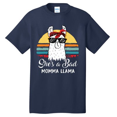 Shes A Bad Momma Llama Mama Retro Vintage Tall T-Shirt