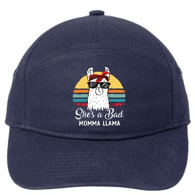 Shes A Bad Momma Llama Mama Retro Vintage 7-Panel Snapback Hat