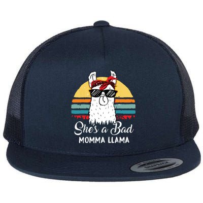 Shes A Bad Momma Llama Mama Retro Vintage Flat Bill Trucker Hat