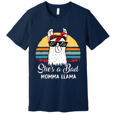 Shes A Bad Momma Llama Mama Retro Vintage Premium T-Shirt