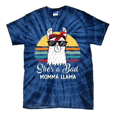 Shes A Bad Momma Llama Mama Retro Vintage Tie-Dye T-Shirt