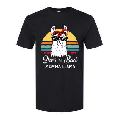 Shes A Bad Momma Llama Mama Retro Vintage Softstyle CVC T-Shirt