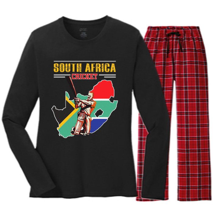 South African Batsman Southafrica Cricket Women's Long Sleeve Flannel Pajama Set 