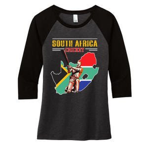 South African Batsman Southafrica Cricket Women's Tri-Blend 3/4-Sleeve Raglan Shirt