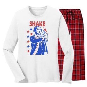 Shake And Bake Benjamin Franklin Women's Long Sleeve Flannel Pajama Set 