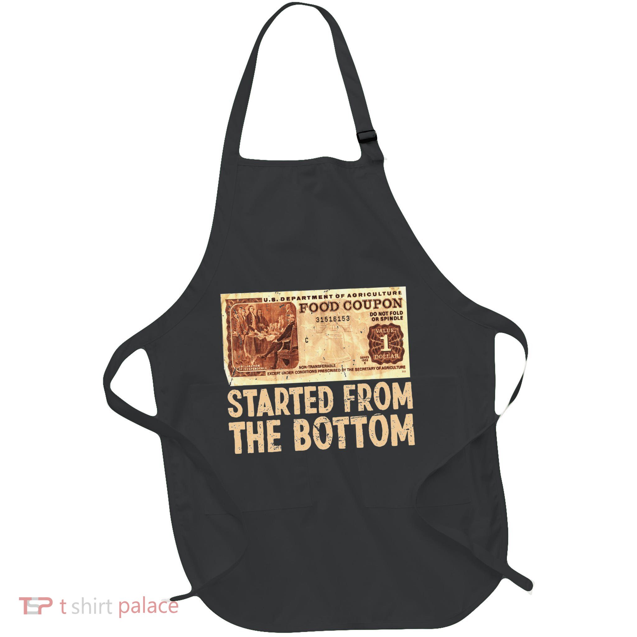 Started At Bottom Funny Coupon Food Stamp 80s 90s Full-Length Apron With Pockets