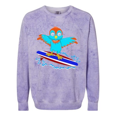 Surfing Animal Bird Lover Ornithology Bird Whisperer Gift Colorblast Crewneck Sweatshirt