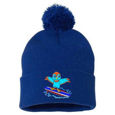 Surfing Animal Bird Lover Ornithology Bird Whisperer Gift Pom Pom 12in Knit Beanie