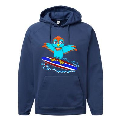 Surfing Animal Bird Lover Ornithology Bird Whisperer Gift Performance Fleece Hoodie