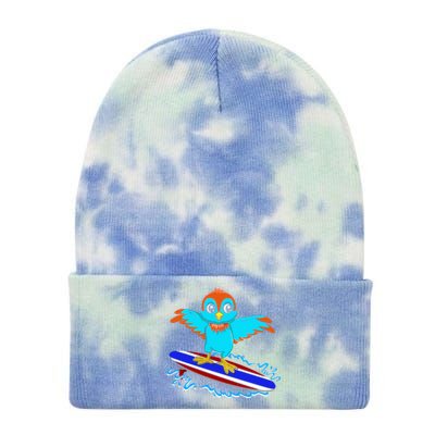 Surfing Animal Bird Lover Ornithology Bird Whisperer Gift Tie Dye 12in Knit Beanie