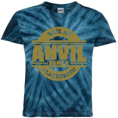 Save Anvil Bang A Blacksmith Farrier Coal Forge Blacksmith Kids Tie-Dye T-Shirt