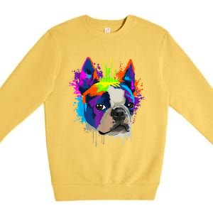 Splash Art Boston Terrier Dog Owner Gift Idea Dog Premium Crewneck Sweatshirt