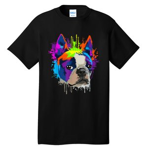 Splash Art Boston Terrier Dog Owner Gift Idea Dog Tall T-Shirt