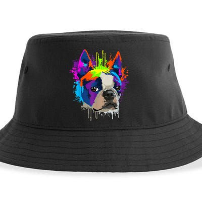 Splash Art Boston Terrier Dog Owner Gift Idea Dog Sustainable Bucket Hat