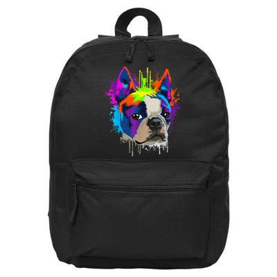 Splash Art Boston Terrier Dog Owner Gift Idea Dog 16 in Basic Backpack