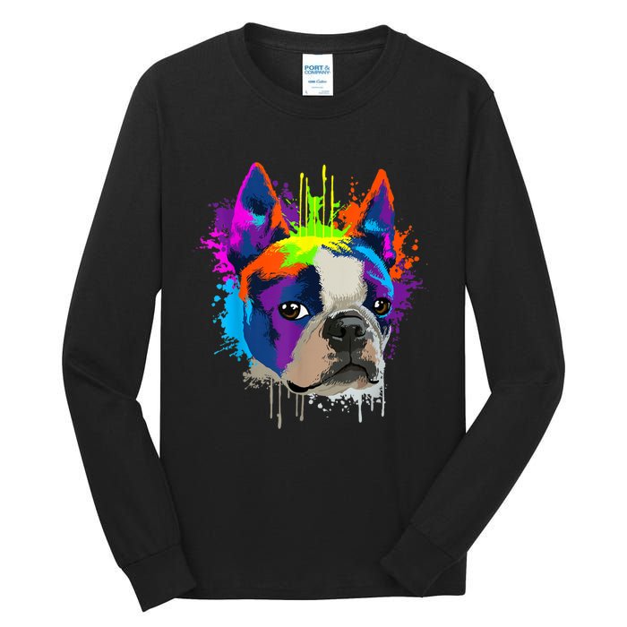 Splash Art Boston Terrier Dog Owner Gift Idea Dog Tall Long Sleeve T-Shirt