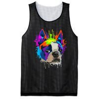 Splash Art Boston Terrier Dog Owner Gift Idea Dog Mesh Reversible Basketball Jersey Tank