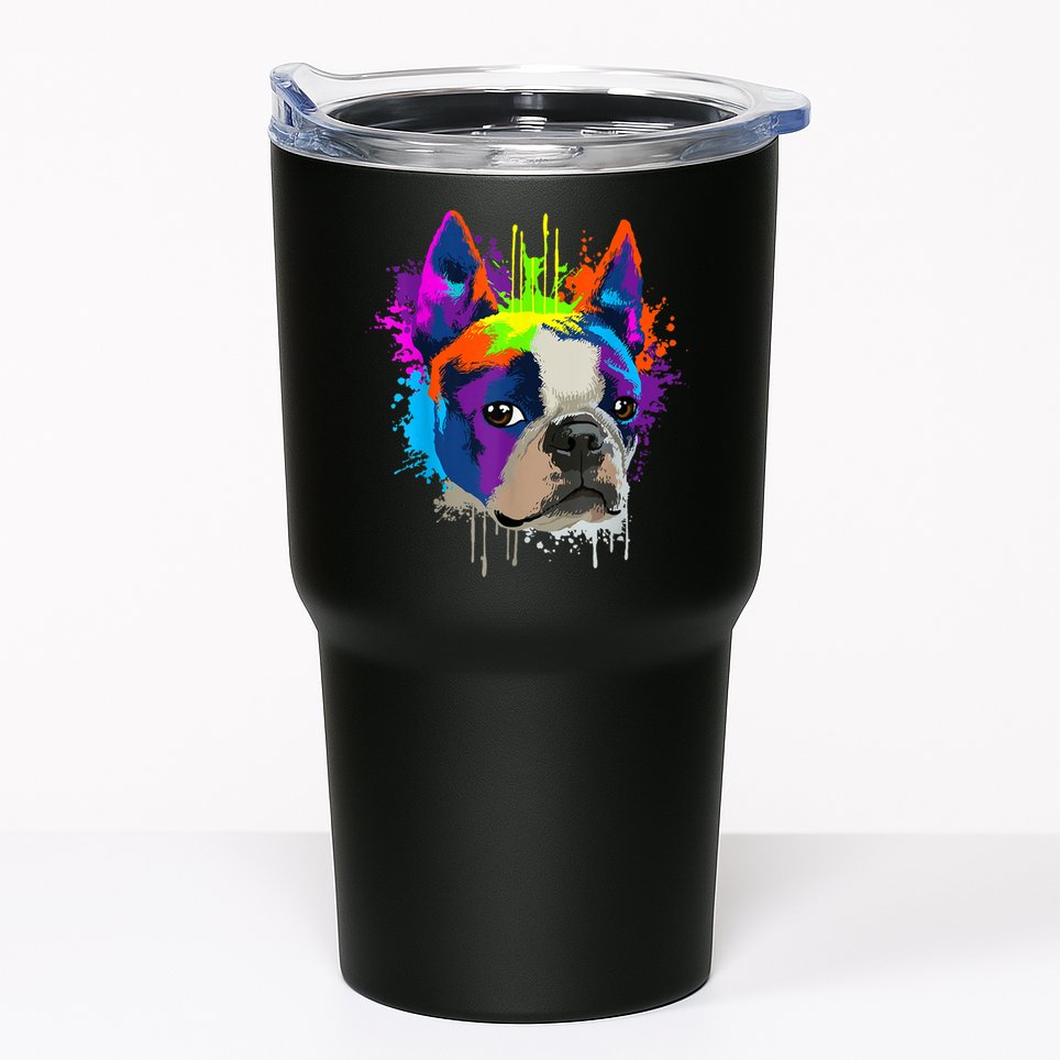 Splash Art Boston Terrier Dog Owner Gift Idea Dog Tumbler