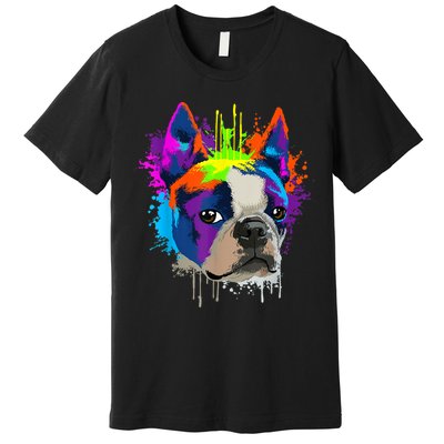 Splash Art Boston Terrier Dog Owner Gift Idea Dog Premium T-Shirt
