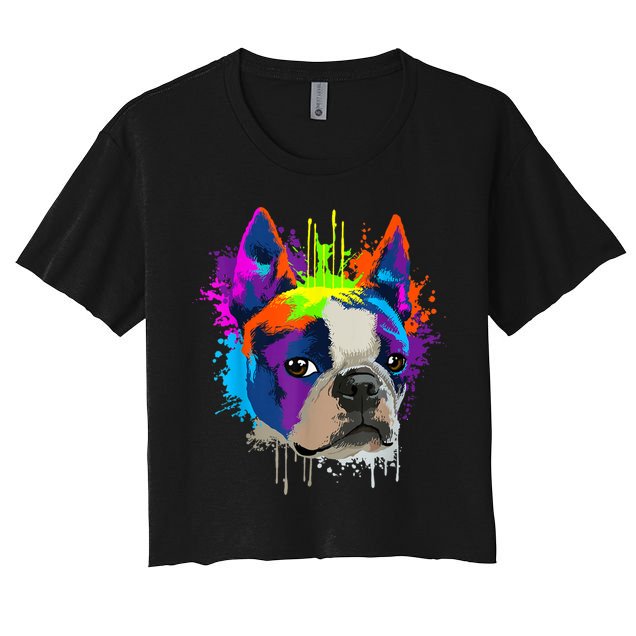 Splash Art Boston Terrier Dog Owner Gift Idea Dog Crop Top