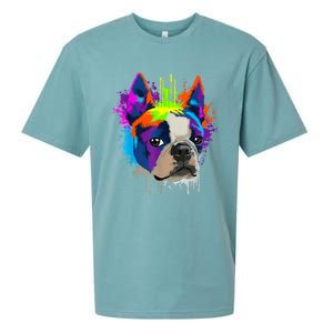 Splash Art Boston Terrier Dog Owner Gift Idea Dog Sueded Cloud Jersey T-Shirt