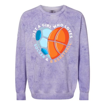 Soccer And Basketball Funny Gift Colorblast Crewneck Sweatshirt