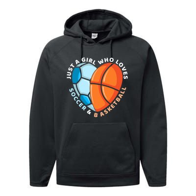 Soccer And Basketball Funny Gift Performance Fleece Hoodie