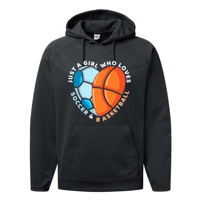 Soccer And Basketball Funny Gift Performance Fleece Hoodie