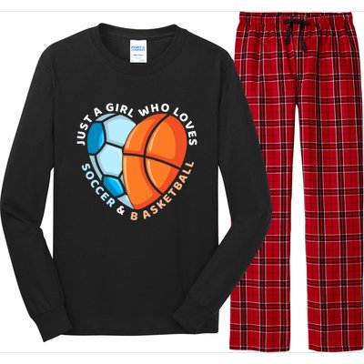 Soccer And Basketball Funny Gift Long Sleeve Pajama Set