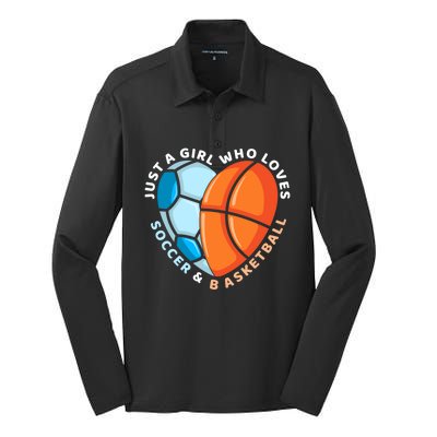 Soccer And Basketball Funny Gift Silk Touch Performance Long Sleeve Polo