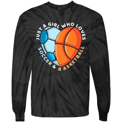 Soccer And Basketball Funny Gift Tie-Dye Long Sleeve Shirt