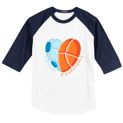 Soccer And Basketball Funny Gift Baseball Sleeve Shirt