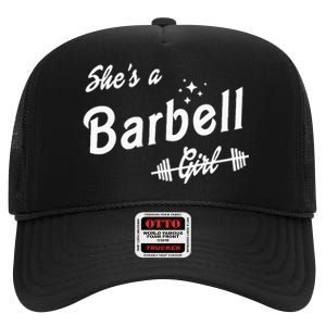 Shes A Barbell High Crown Mesh Back Trucker Hat