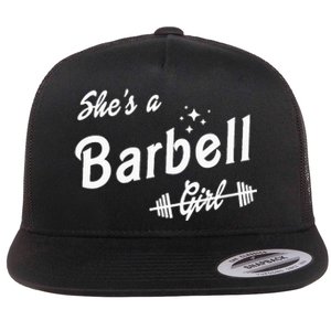 Shes A Barbell Flat Bill Trucker Hat