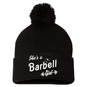 Shes A Barbell Pom Pom 12in Knit Beanie