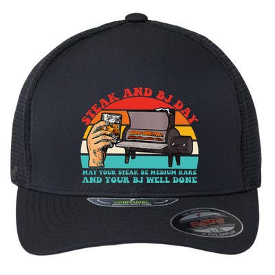 Steak And Bj Day Funny Retro Flexfit Unipanel Trucker Cap
