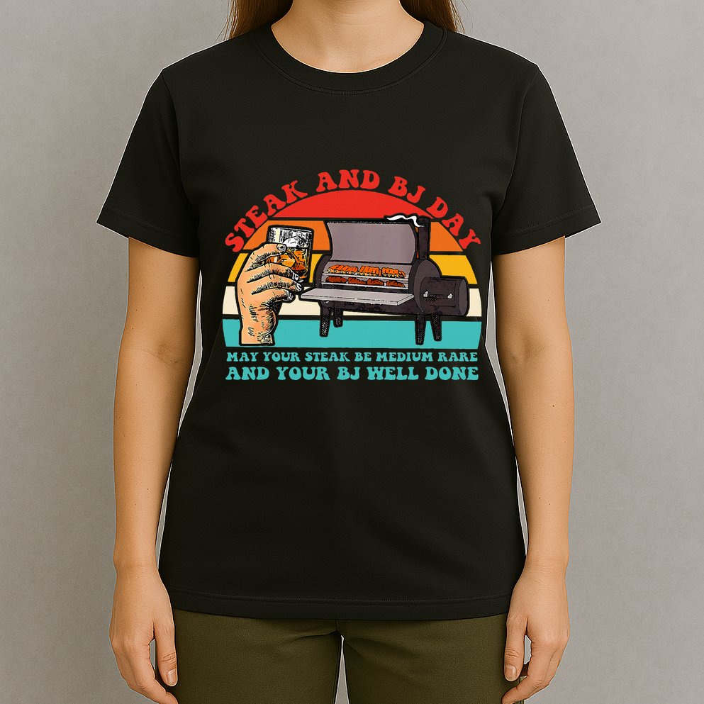 Steak And Bj Day Funny Retro T-Shirt